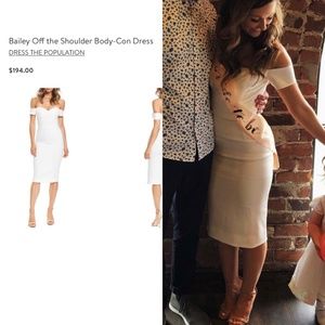 bailey off the shoulder bodycon dress